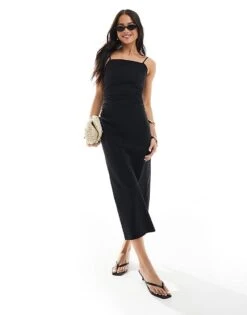Bershka Bengaline Halterneck Maxi Dress In Black For Women -Chic Maze Sales 208223363 1 black 1
