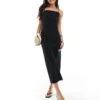 Bershka Bengaline Halterneck Maxi Dress In Black For Women -Chic Maze Sales 208223363 1 black