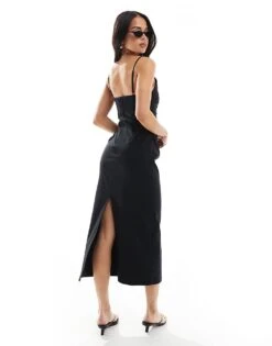 Bershka Bengaline Halterneck Maxi Dress In Black For Women -Chic Maze Sales 208223363 4