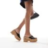 Bershka Cork Flatform Sandals In Black & Natural For Women -Chic Maze Sales 208245401 1 black