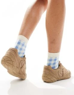 Bershka Faux Suede Trainers In Sand For Women -Chic Maze Sales 208245419 3