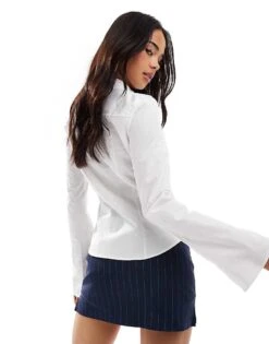 Bershka Bengaline Mini Skirt In Navy Pinstripe For Women -Chic Maze Sales 208251197 4