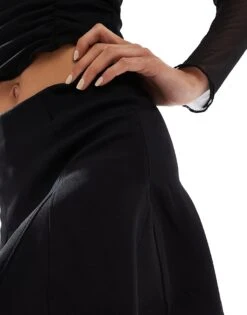 Bershka Knit Flippy Mini Skirt In Black For Women -Chic Maze Sales 208251198 3