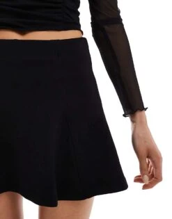 Bershka Knit Flippy Mini Skirt In Black For Women -Chic Maze Sales 208251198 5