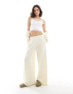 Bershka Wide Leg Jogger In Butter Yellow For Women -Chic Maze Sales 208281171 1 yellow 1