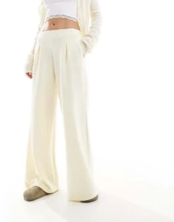 Bershka Wide Leg Jogger In Butter Yellow For Women -Chic Maze Sales 208281171 4