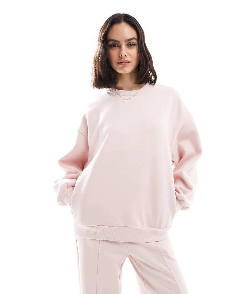 Bershka Oversized Sweatshirt And Jogger Co-ord In Baby Pink 3 Bershka Oversized Sweatshirt And Jogger Co-ord In Baby Pink - Image 2