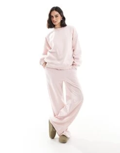 Bershka Oversized Sweatshirt And Jogger Co-ord In Baby Pink