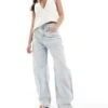 Bershka Wide Balloon Leg Jeans In Super Light Wash For Women Light Blue -Chic Maze Sales 208281199 1 lightblue