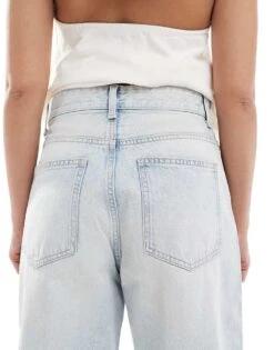 Bershka Wide Balloon Leg Jeans In Super Light Wash For Women Light Blue -Chic Maze Sales 208281199 4