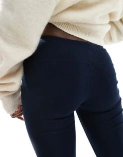 Bershka High Waisted Flared Trousers In Navy For Women -Chic Maze Sales 208281200 5