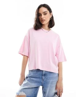 Bershka Boxy Fit Oversized Tee In Pink For Women -Chic Maze Sales 208281241 1 pink 1