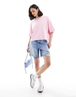 Bershka Boxy Fit Oversized Tee In Pink For Women -Chic Maze Sales 208281241 4