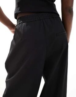 Bershka Barrel Leg Tailored Trousers In Black For Women -Chic Maze Sales 208281689 5