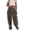 Bershka Barrel Leg Tailored Trousers In Brown For Women -Chic Maze Sales 208281731 1 brown