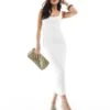 Bershka Square Neck Midaxi Dress In White For Women -Chic Maze Sales 208289527 1 white
