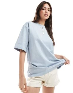 Bershka Oversized Boyfriend Tee In Baby Blue For Women -Chic Maze Sales 208289528 1 blue 1