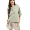 Bershka Boxy Fit Oversized Tee In Khaki For Women -Chic Maze Sales 208289564 1 khaki