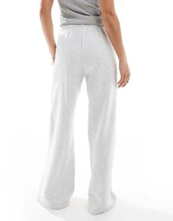 Bershka Petite Wide Leg Joggers In Grey Marl For Women -Chic Maze Sales 208289565 4