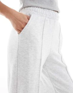 Bershka Petite Wide Leg Joggers In Grey Marl For Women -Chic Maze Sales 208289565 5