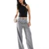 Bershka Petite Tailored Trouser In Grey For Women -Chic Maze Sales 208289618 1 grey