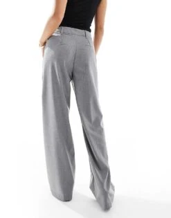 Bershka Petite Tailored Trouser In Grey For Women -Chic Maze Sales 208289618 4