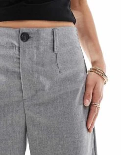 Bershka Petite Tailored Trouser In Grey For Women -Chic Maze Sales 208289618 5