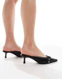 Bershka Buckle Detail Pointed Heeled Shoes In Black For Women -Chic Maze Sales 208295652 3