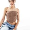 Bershka Knitted Bandeau Top In Brown For Women -Chic Maze Sales 208300088 1 brown