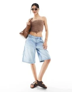 Bershka Knitted Bandeau Top In Brown For Women -Chic Maze Sales 208300088 3
