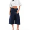 Bershka Baggy Denim Jorts In Authentic Indigo For Women Blue -Chic Maze Sales 208300112 1 blue