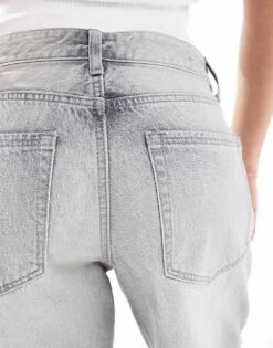 Bershka High Waisted Raw Hem Longline Denim Shorts In Washed Grey For Women -Chic Maze Sales 208300179 5