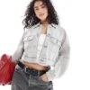 Bershka Denim Jacket In Washed Grey For Women -Chic Maze Sales 208300213 1 grey