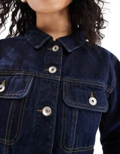 Bershka Workwear Denim Jacket In Authentic Indigo For Women Blue -Chic Maze Sales 208300218 4