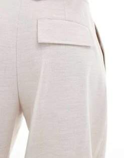 Bershka Wide Leg Pleated Front Tailored Trousers In Ecru For Women -Chic Maze Sales 208300243 5