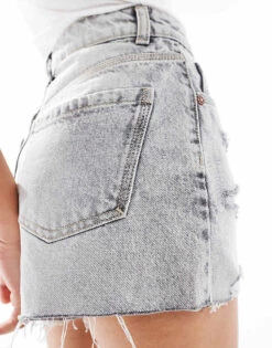 Bershka High Waisted Ripped Denim Shorts In Washed Grey For Women -Chic Maze Sales 208300303 5