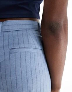 Bershka Wide Leg Tailored Trousers In Blue Stripe For Women -Chic Maze Sales 208300389 5