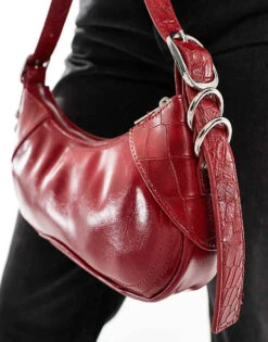 Bershka Patent Faux Leather Shoulder Bag In Red For Women -Chic Maze Sales 208300407 4