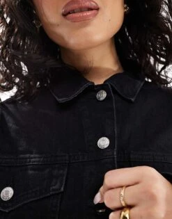 Bershka Cropped Denim Jacket In Black For Women -Chic Maze Sales 208300416 4