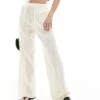 Bershka Tie Waist Wide Leg Linen Trousers In Butter Yellow For Women -Chic Maze Sales 208300455 1 butter