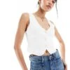 Bershka Knitted Waistcoat In White For Women -Chic Maze Sales 208300461 1 white