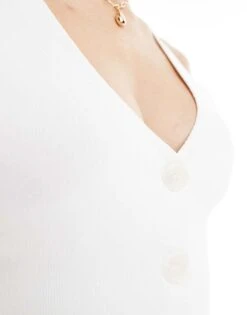 Bershka Knitted Waistcoat In White For Women -Chic Maze Sales 208300461 3