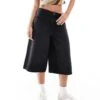 Bershka Baggy Denim Jorts In Washed Black For Women -Chic Maze Sales 208300467 1 black