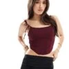 Bershka Bow Detail Corset Top In Burgundy For Women -Chic Maze Sales 208300486 1 burgundy