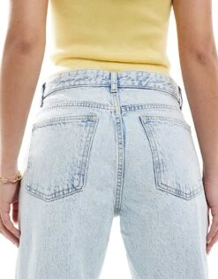 Bershka Straight Leg Jeans In Super Light Wash Blue For Women -Chic Maze Sales 208300622 4