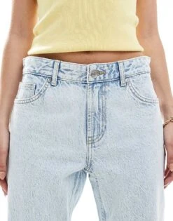 Bershka Straight Leg Jeans In Super Light Wash Blue For Women -Chic Maze Sales 208300622 5