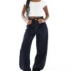 Bershka Wide Balloon Leg Jeans In Indigo Wash For Women Blue -Chic Maze Sales 208313670 1 blue