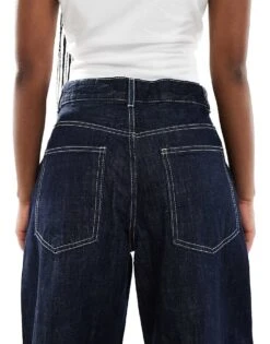 Bershka Wide Balloon Leg Jeans In Indigo Wash For Women Blue -Chic Maze Sales 208313670 3