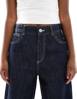 Bershka Wide Balloon Leg Jeans In Indigo Wash For Women Blue -Chic Maze Sales 208313670 5