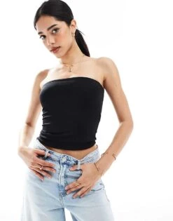 Bershka Polyamide Bandeau Top In Black For Women -Chic Maze Sales 208313673 1 black 1